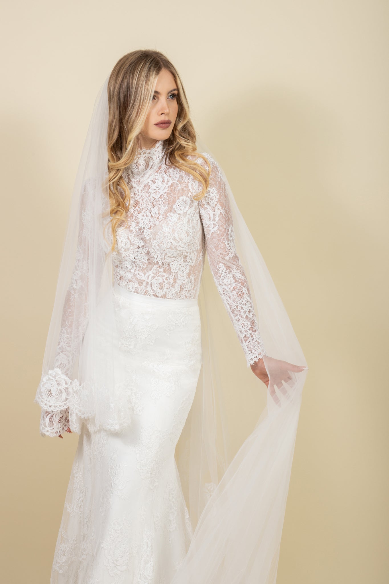 Semi-sheer Lace Wedding Bodysuit