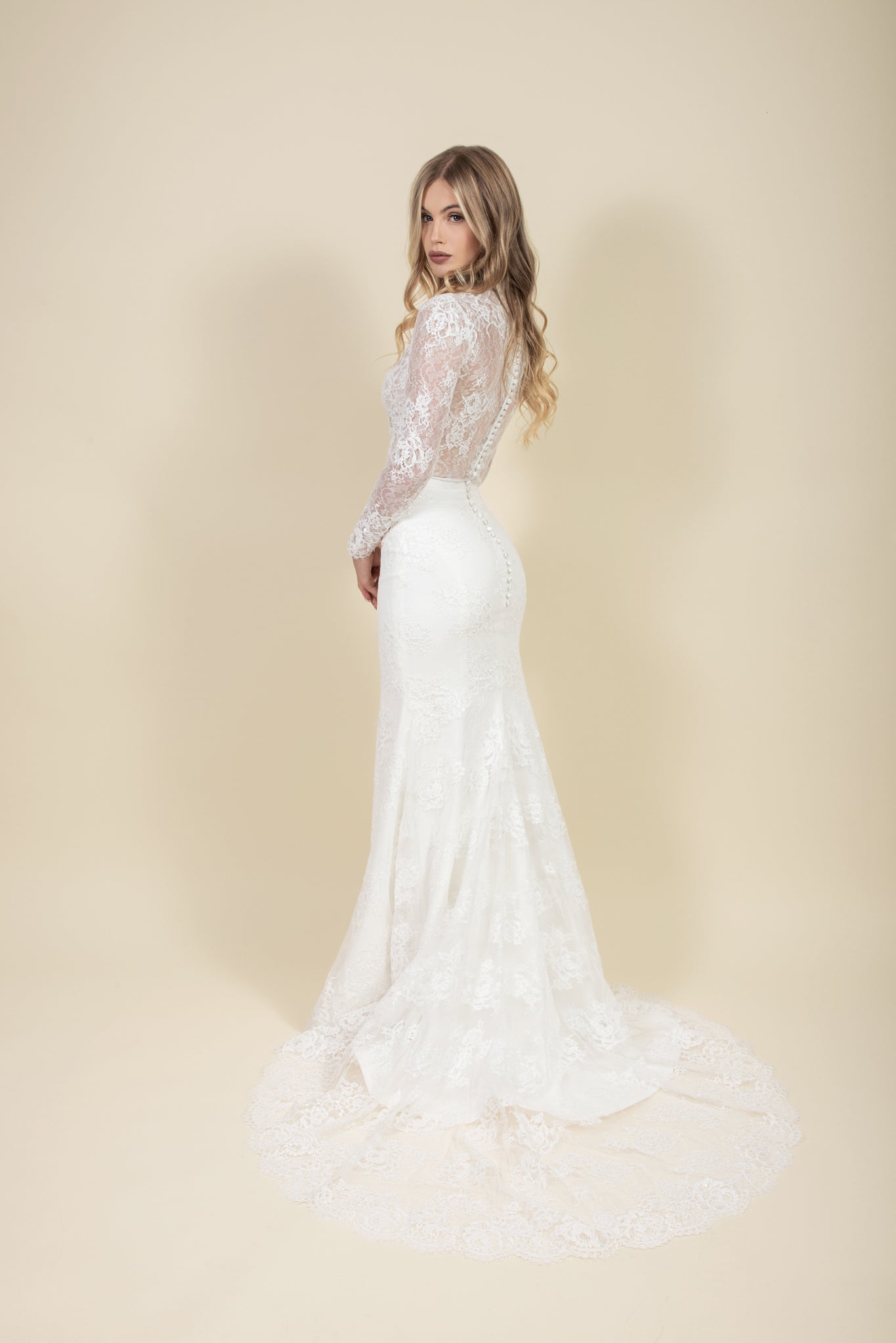Semi-sheer Lace Wedding Bodysuit