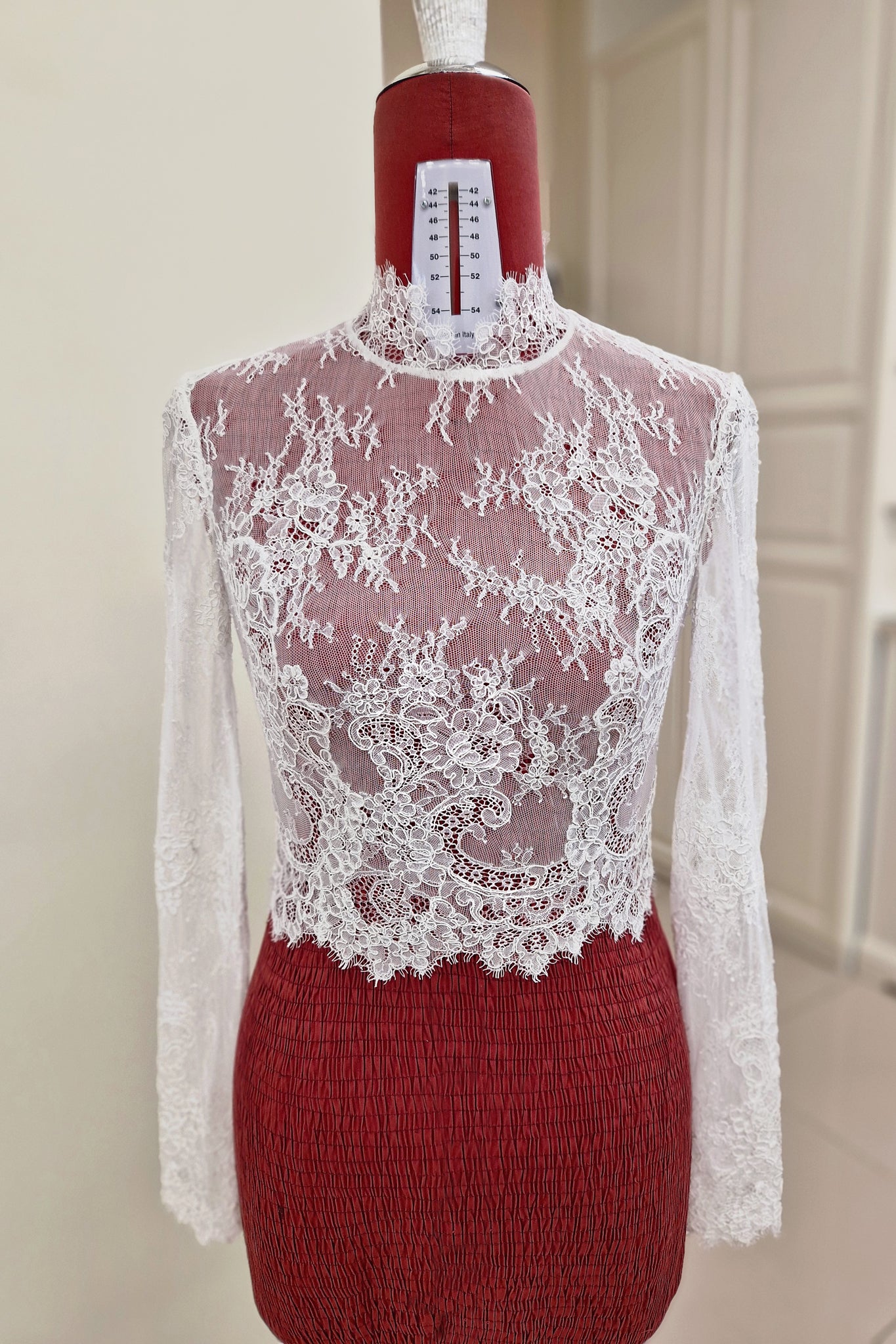 Mock Neck Bolero in Delicate Alencon Lace