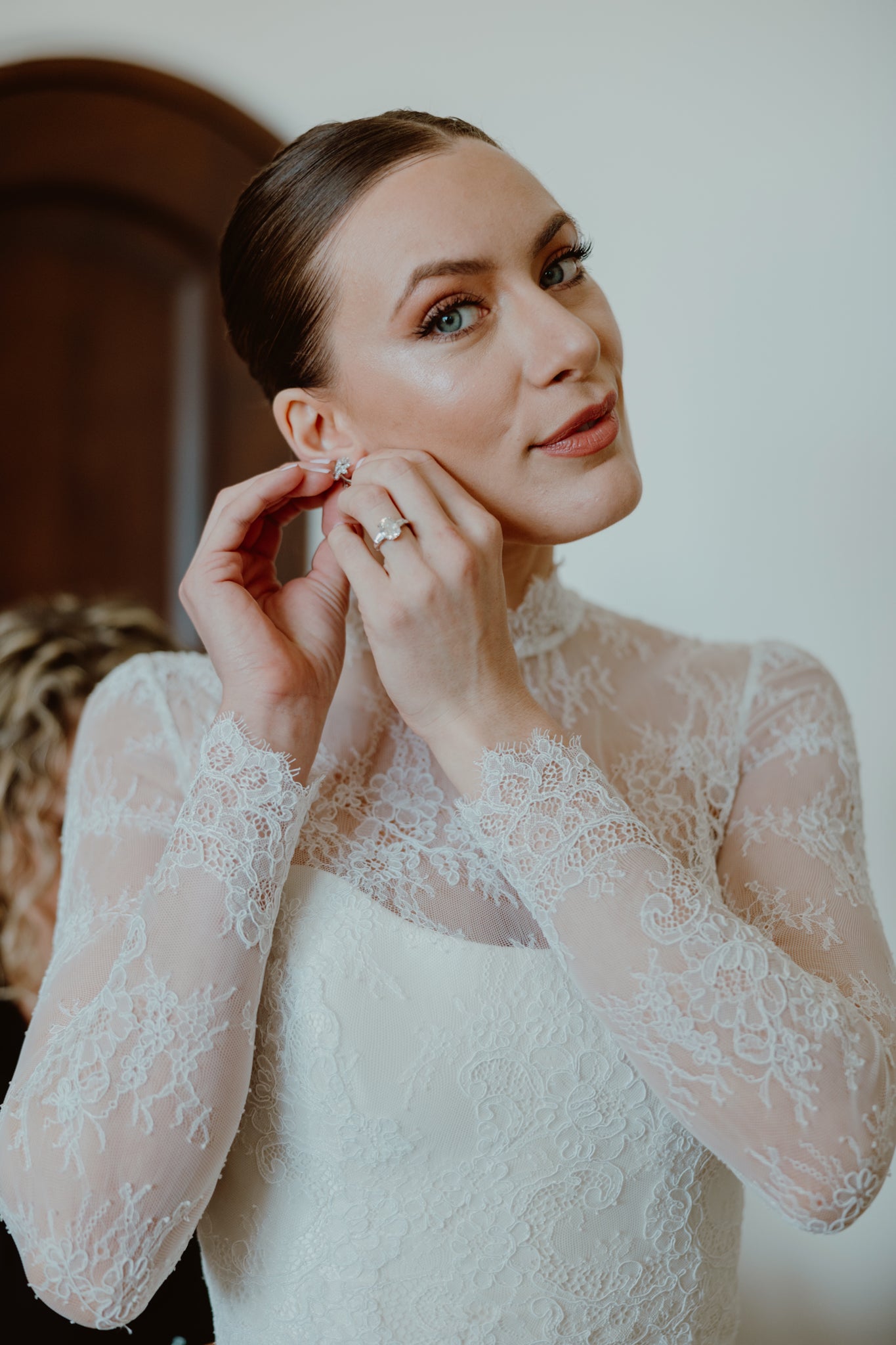 Mock Neck Bolero in Delicate Alencon Lace