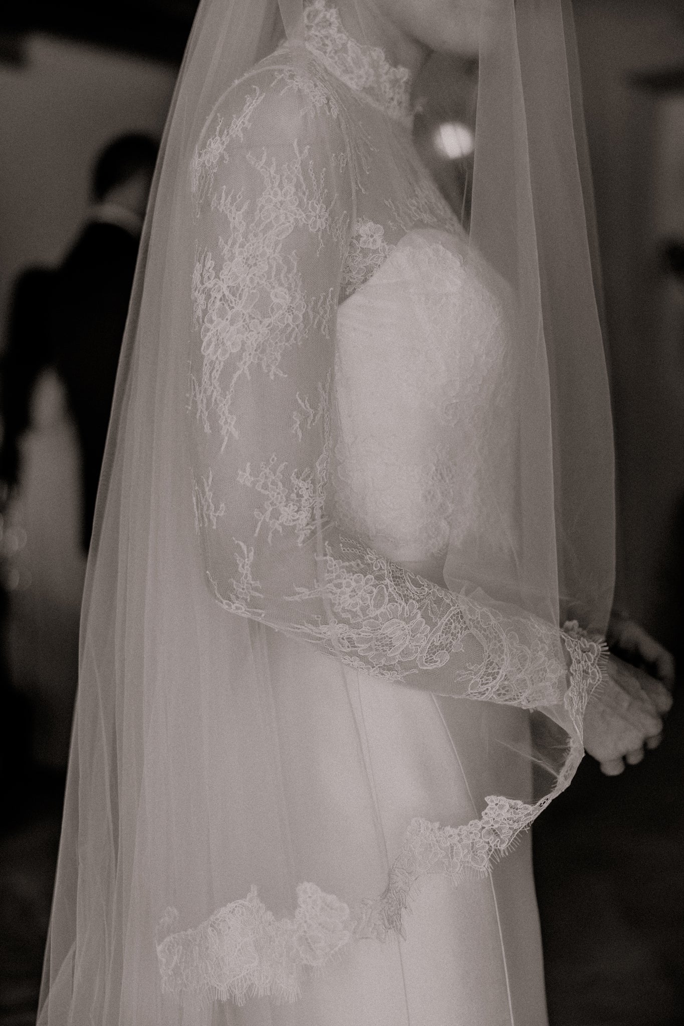 Mock Neck Bolero in Delicate Alencon Lace