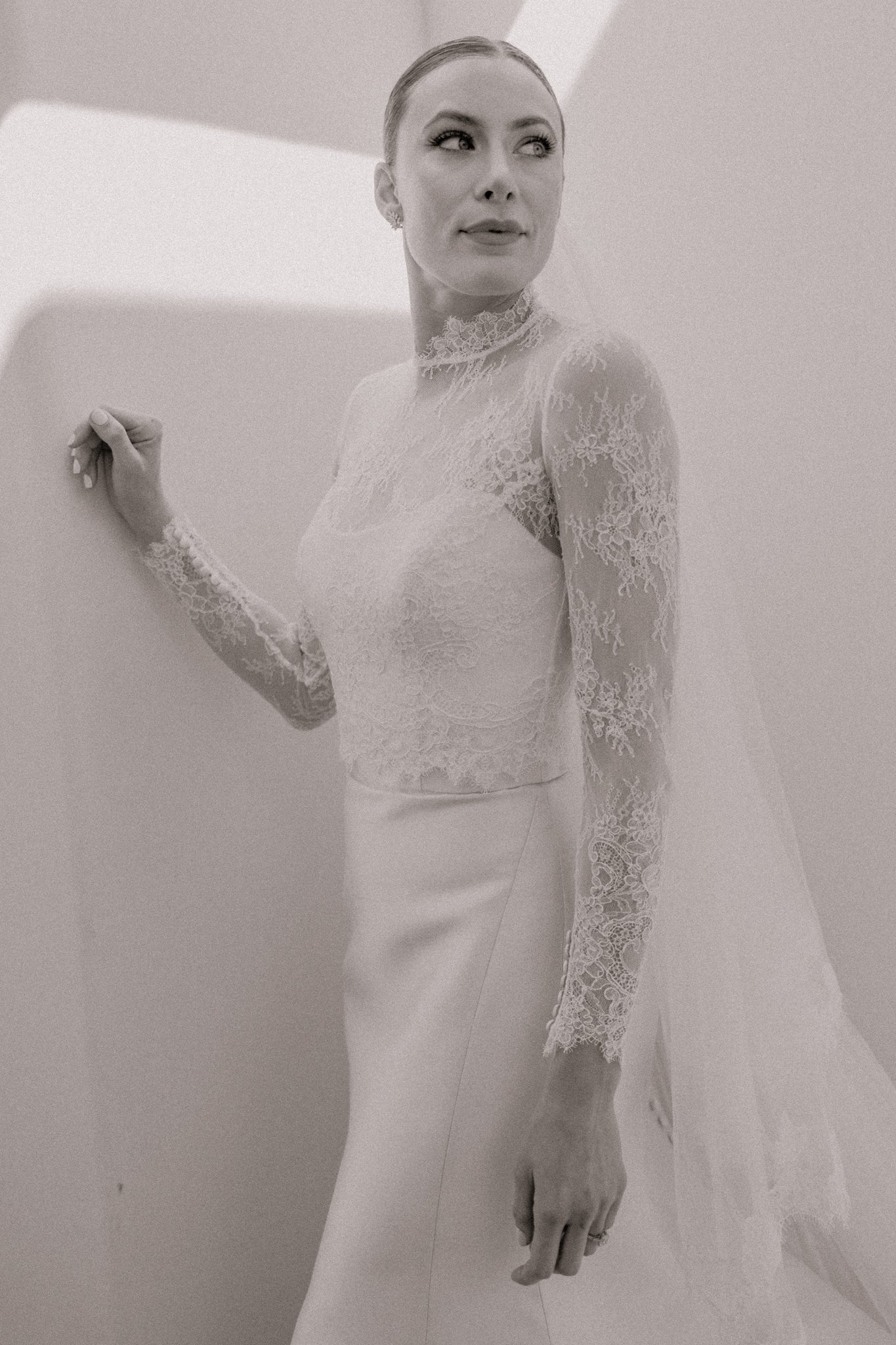 Mock Neck Bolero in Delicate Alencon Lace