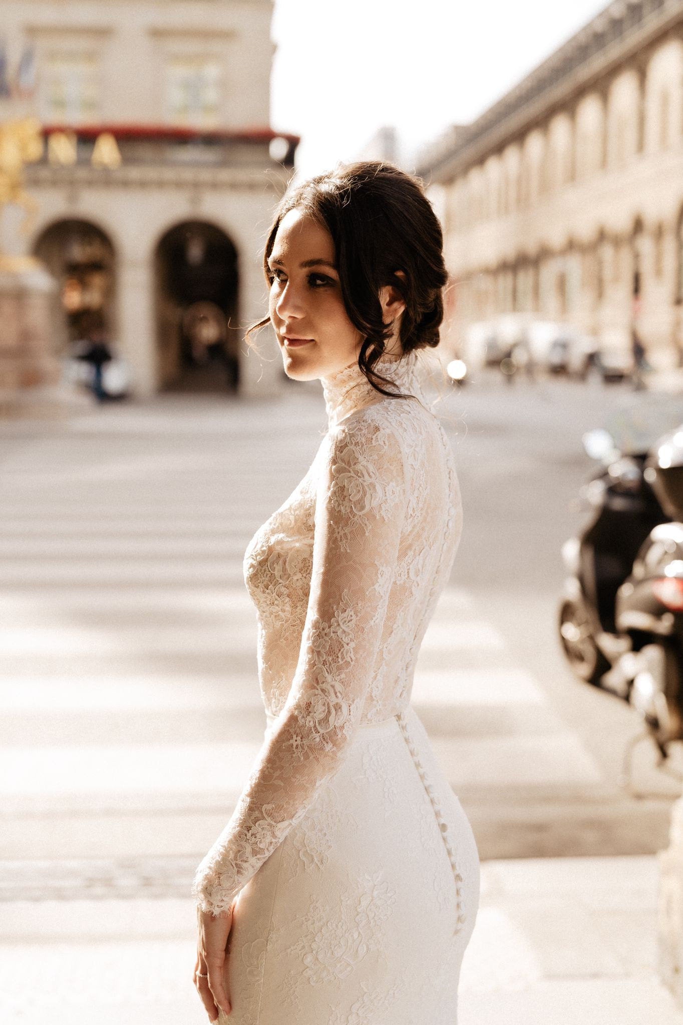 Semi-sheer Lace Wedding Bodysuit