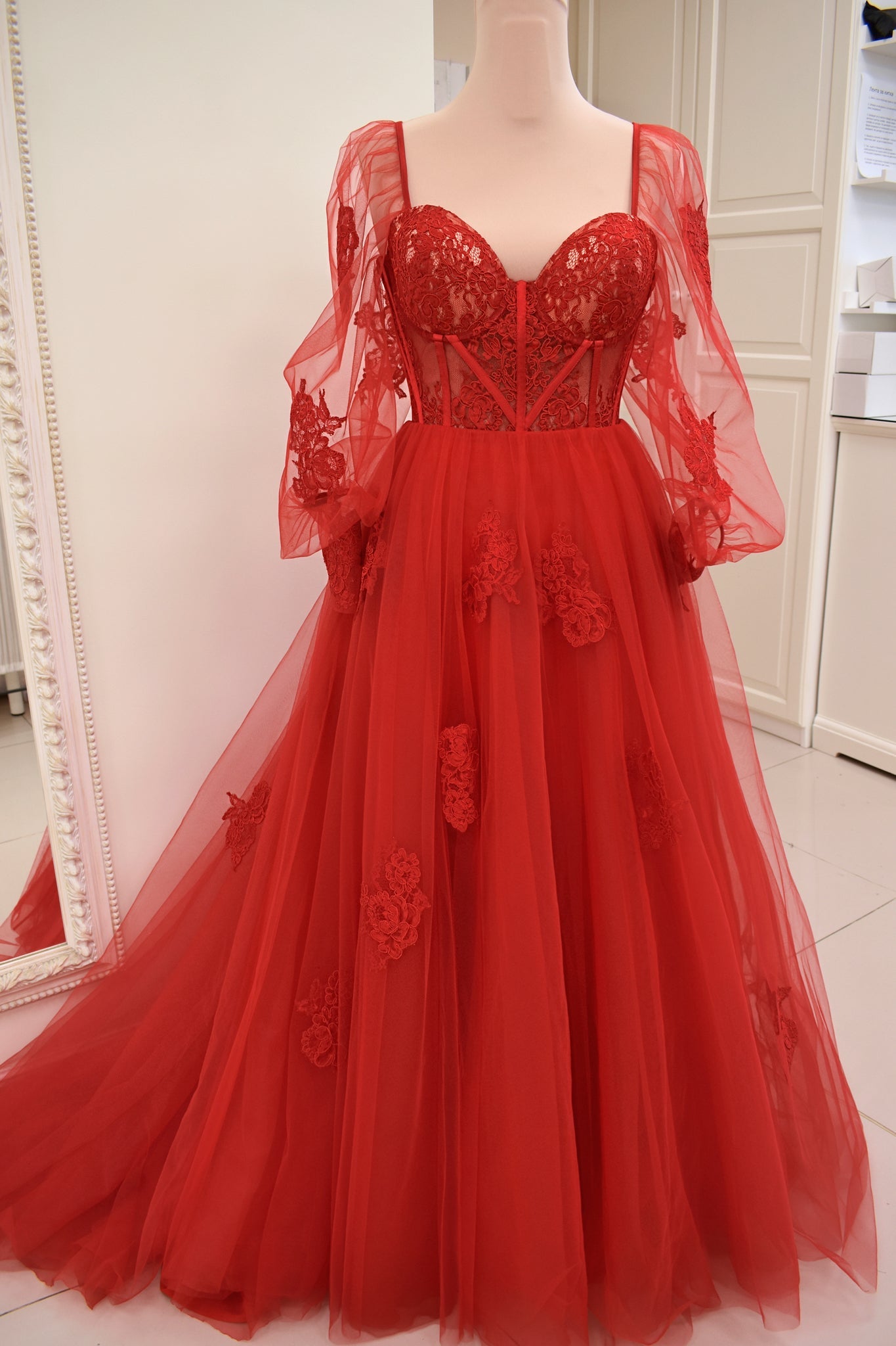 Enya | Red Ball Gown Tulle Skirt