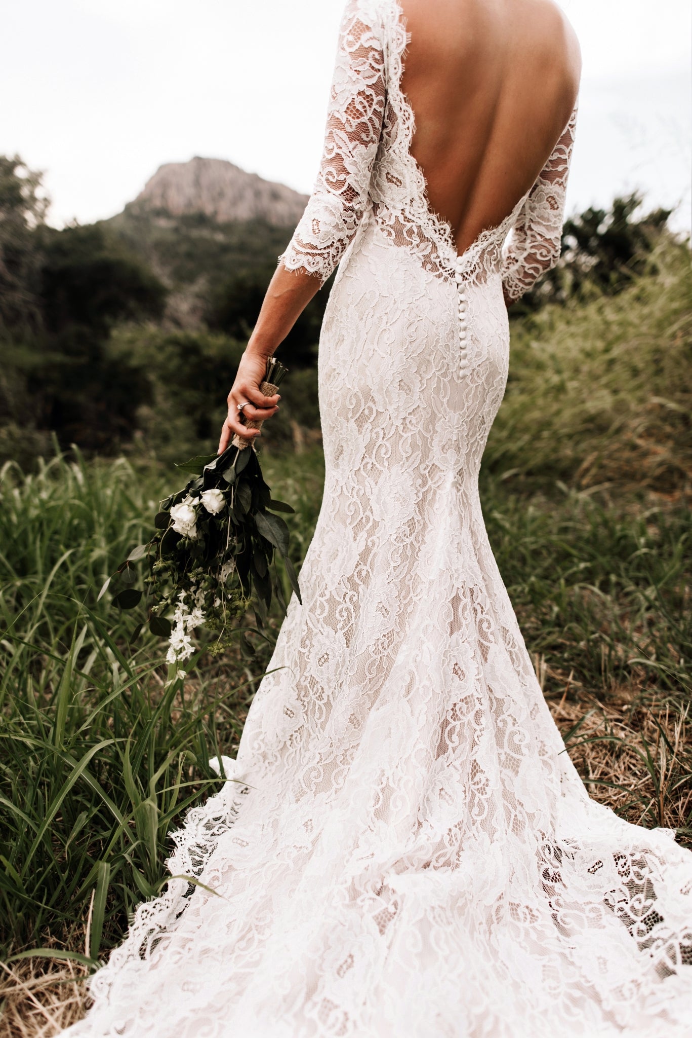 High-Low Corded Lace A-Line Dress