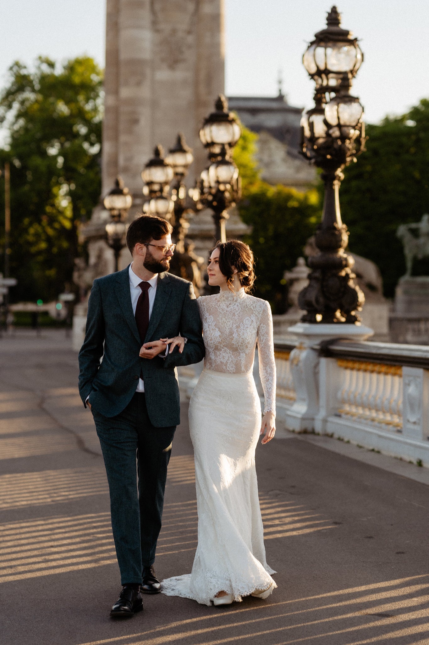 Semi-sheer Lace Wedding Bodysuit