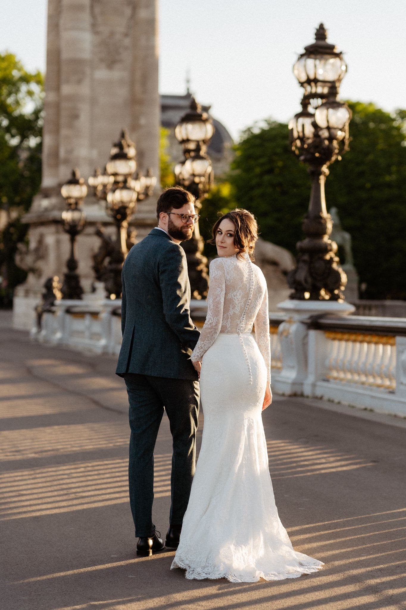 Semi-sheer Lace Wedding Bodysuit