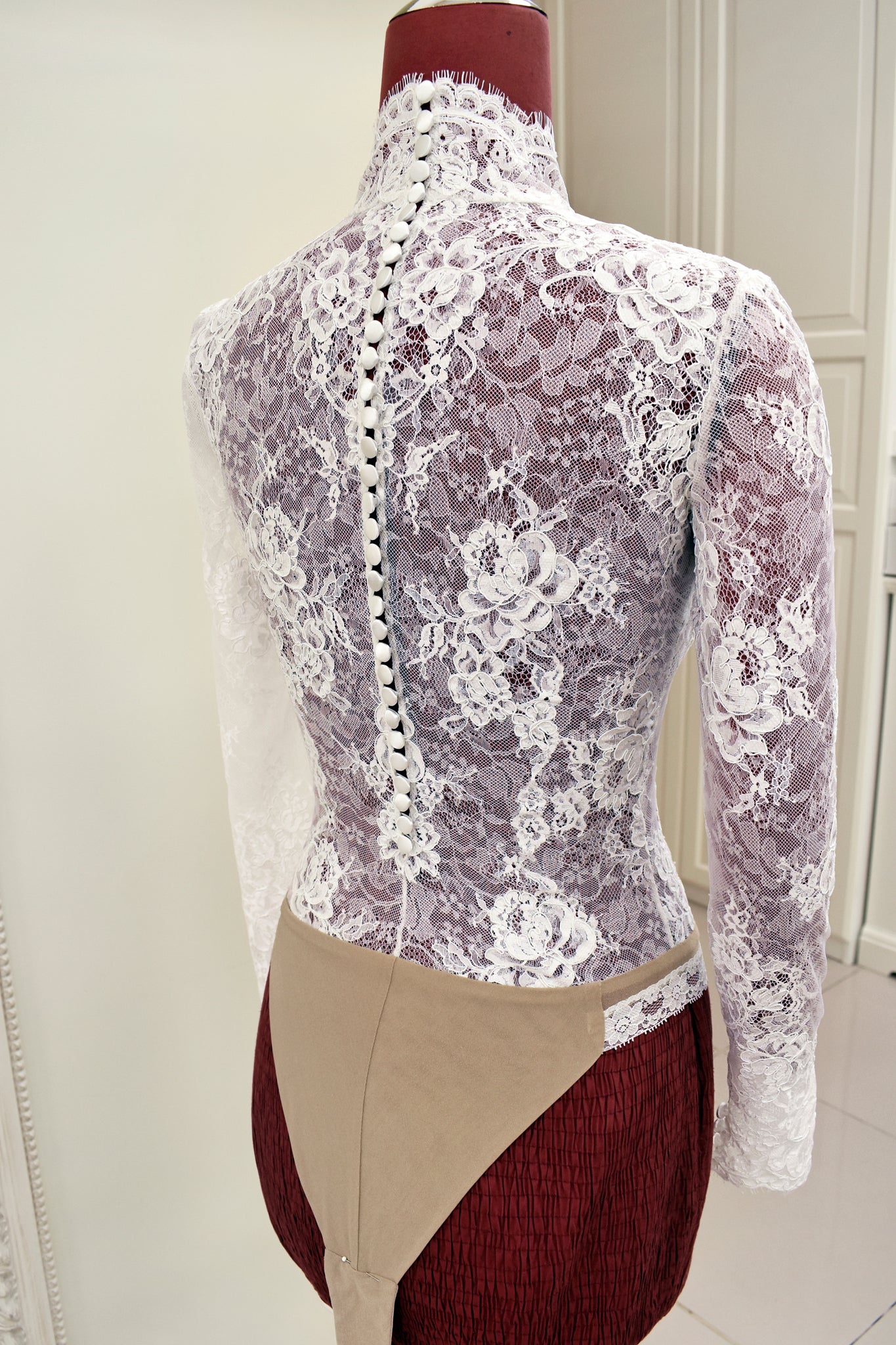 Semi-sheer Lace Wedding Bodysuit