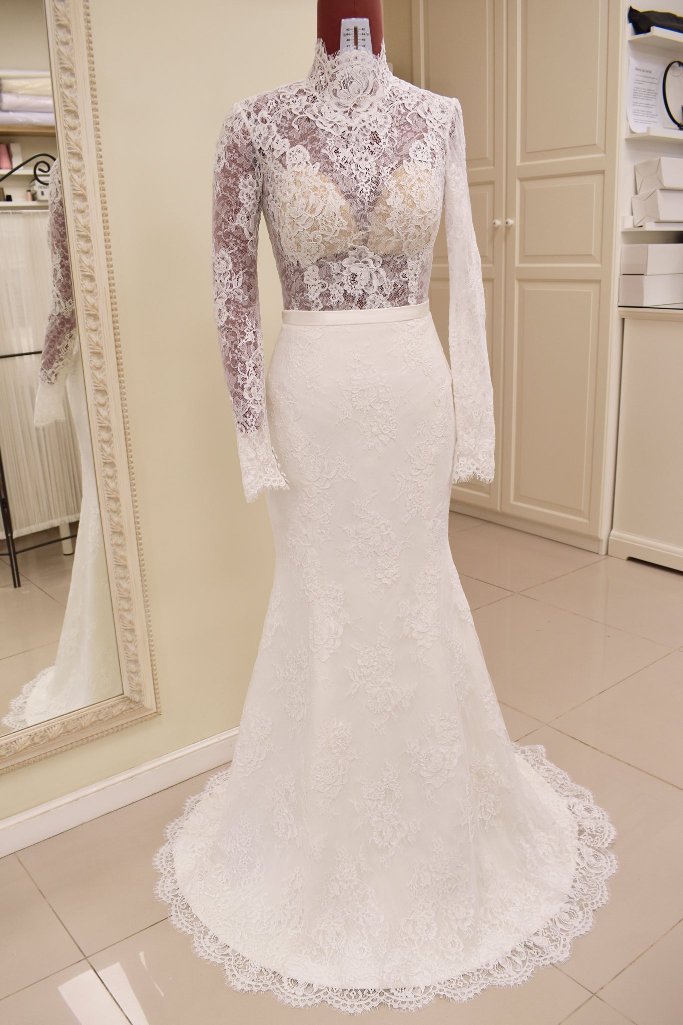 Semi-sheer Lace Wedding Bodysuit