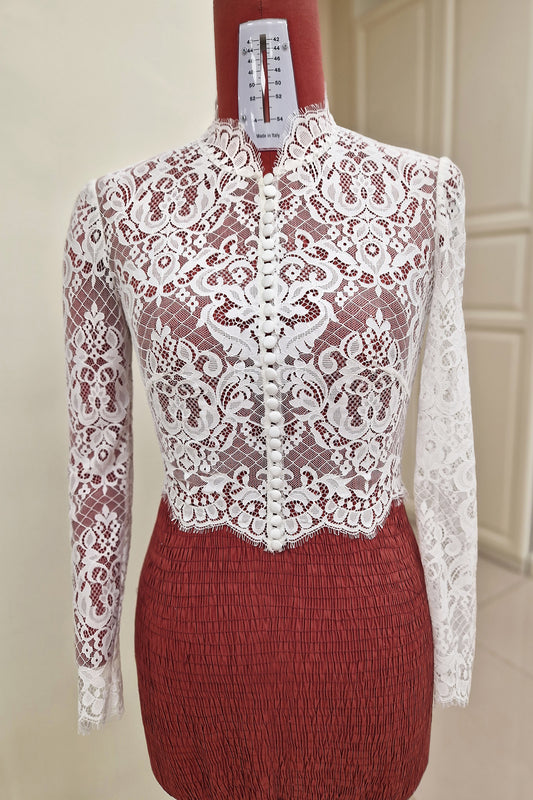 Lace Bolero with Front Buttoning and Turtle Neckline | GRACE