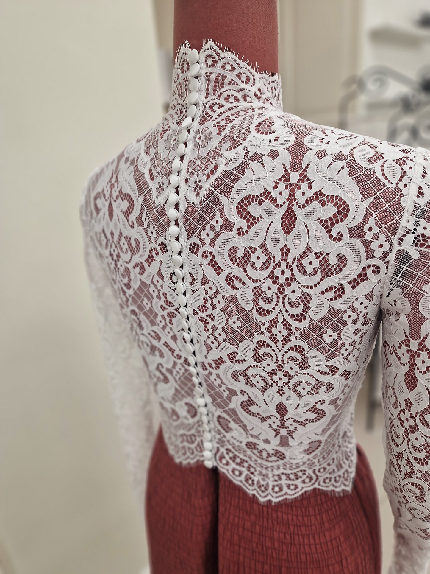 Turtleneck Bolero in Chantilly Lace with Intricate Lace Trim | ELEANOR