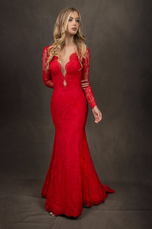 Verona in Red Chantilly lace
