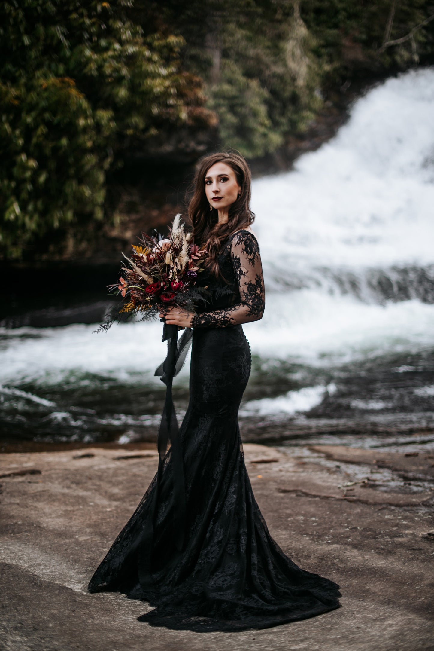 Polina Ivanova Atelier | Verona in Chantilly lace | Black Wedding Dress,  Black Lace Wedding Dresses, Alternative Wedding Dress, Gothic Wedding Dress