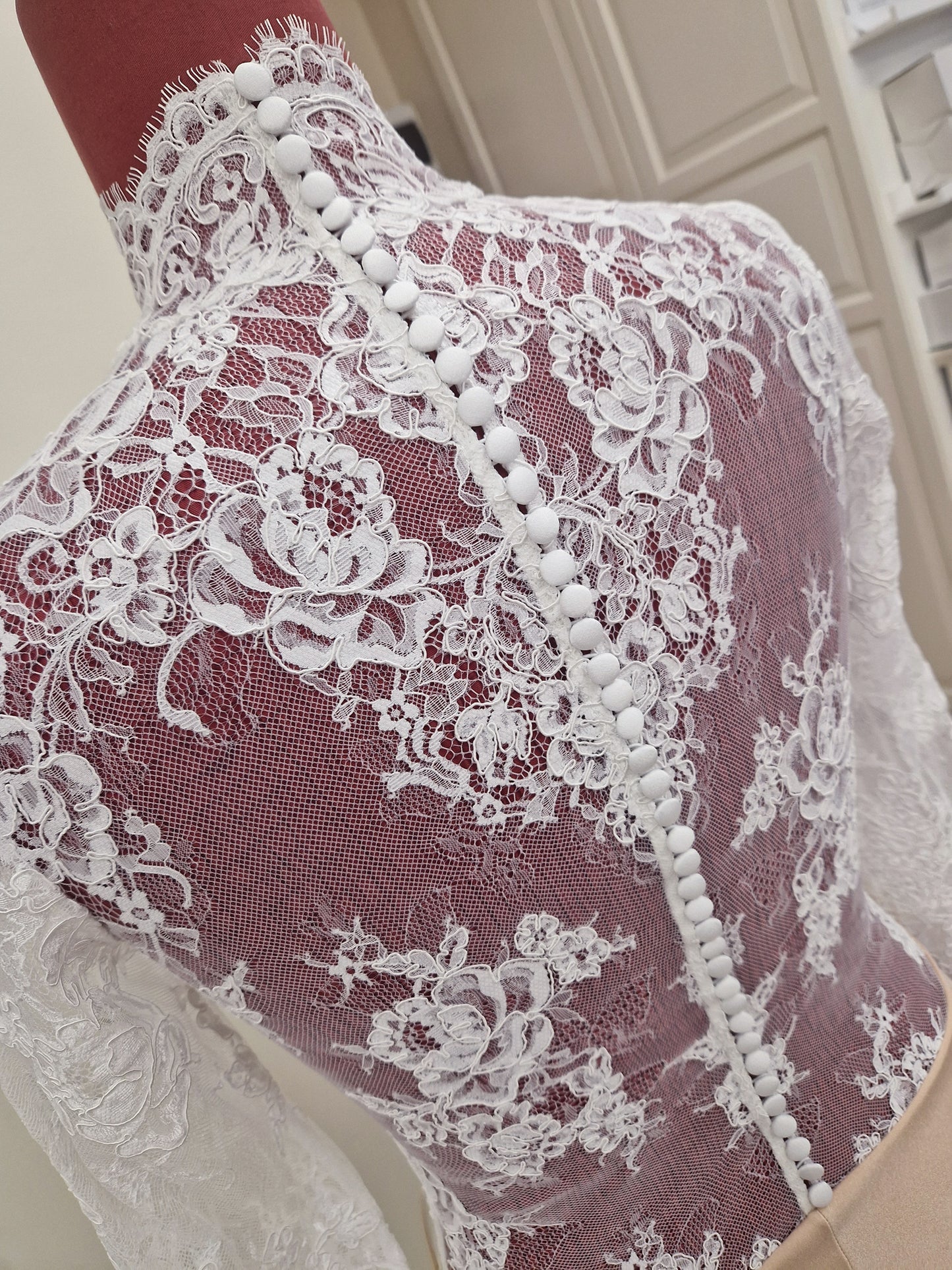 Lace Wedding Bodysuit with Turtleneck | Mesh lining