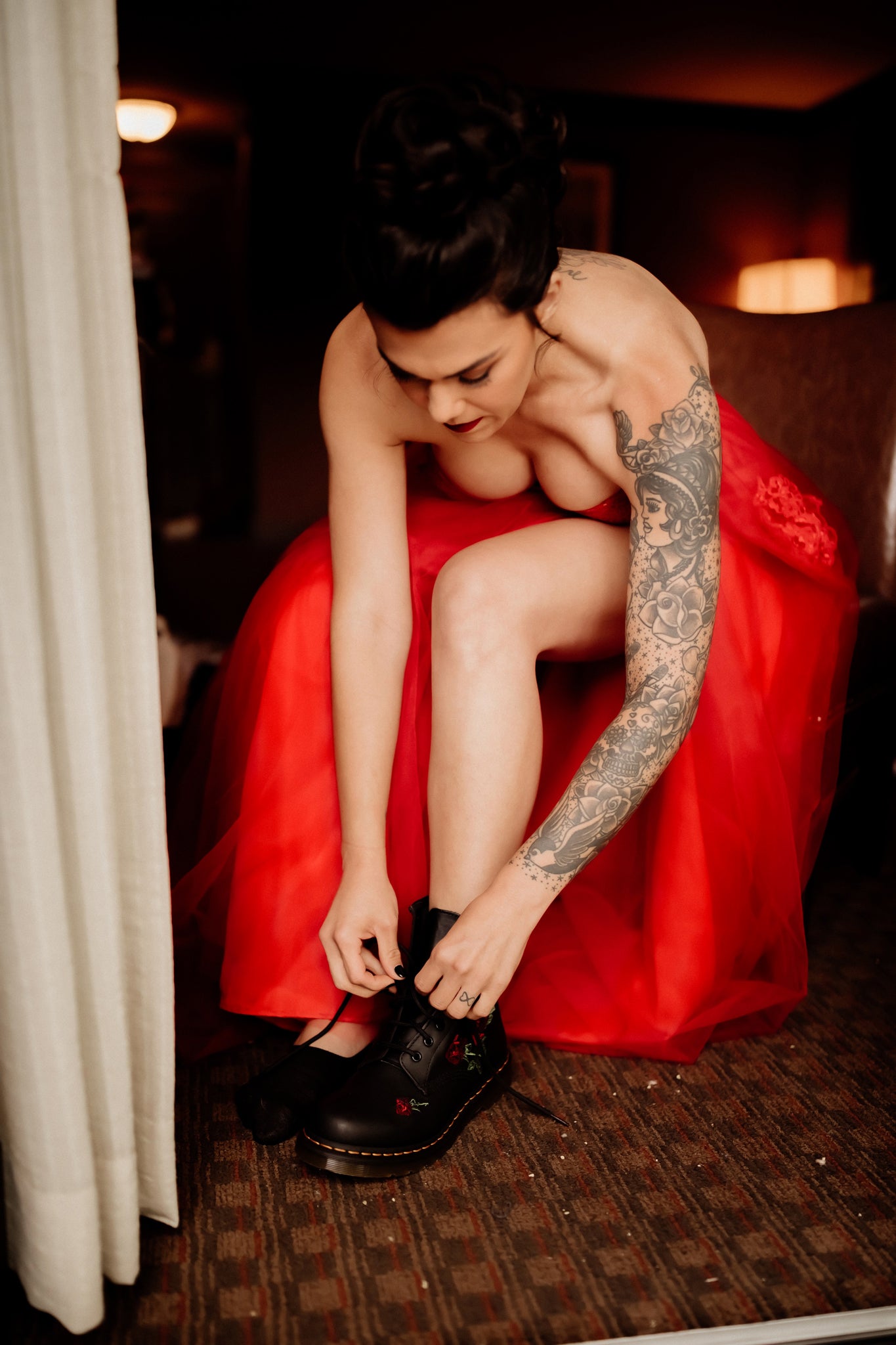 Enya | Red Ball Gown Tulle Skirt